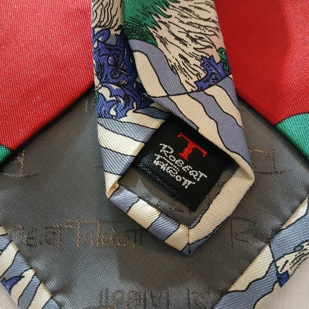 Vintage Robert Talbott Tie Mens Red Silk Santa‎ Christmas I Magnin Novelty 90s